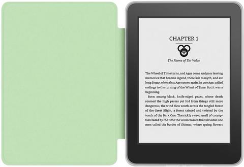360° Rotating & Detachable Magnetic Case for 7" Kindle Paperwhite 12th Generation (2024)  – Auto Wake/Sleep, Hands-Free Stand, Clear Back Cover (Light green)