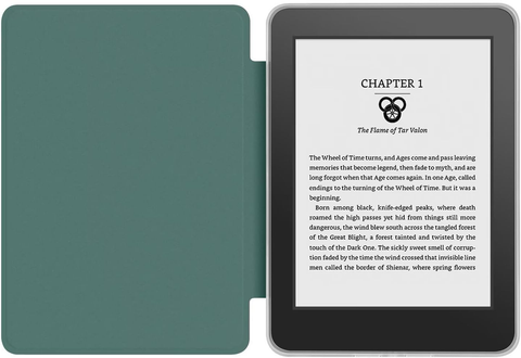 360° Rotating & Detachable Magnetic Case for 7" Kindle Paperwhite 12th Generation (2024)  – Auto Wake/Sleep, Hands-Free Stand, Clear Back Cover (Dark Green)