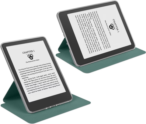 360° Rotating & Detachable Magnetic Case for 6.8" Kindle Paperwhite 11th Generation (2021)  – Auto Wake/Sleep, Hands-Free Stand, Clear Back Cover (Dark Green)
