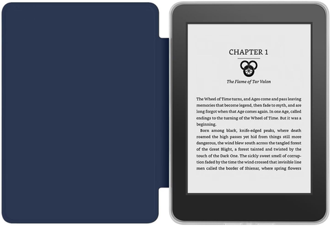 360° Rotating & Detachable Magnetic Case for 7" Kindle Paperwhite 12th Generation (2024)  – Auto Wake/Sleep, Hands-Free Stand, Clear Back Cover (Dark Blue)
