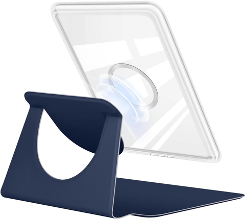 360° Rotating & Detachable Magnetic Case for 7" Kindle Paperwhite 12th Generation (2024)  – Auto Wake/Sleep, Hands-Free Stand, Clear Back Cover (Dark Blue)
