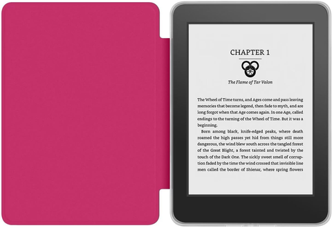 360° Rotating & Detachable Magnetic Case for 7" Kindle Paperwhite 12th Generation (2024)  – Auto Wake/Sleep, Hands-Free Stand, Clear Back Cover (Rose Red)