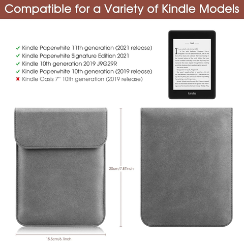 Universal Sleeve Case for 6"，6.8", Kindle Paperwhite/Colorsoft/Signature Edition 2024-2012 Sleeve Bag Pouch Cover for 6-6.8'' Kobo/Tolino/Pocketbook 6-inch ebook Reader,Dark Gray