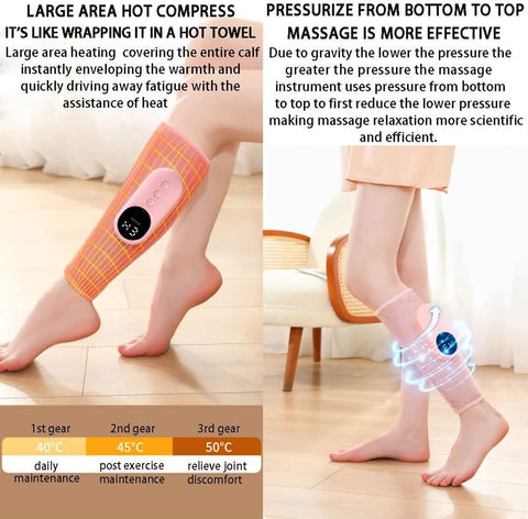 Leg massager - Calf massager - Leg massager for blood circulation -  Cordless massage - Air compression - Relieves leg pain - Adjustable intensity (pink)