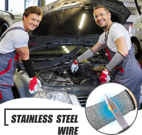 3 pairs of arm protectors for thin skin and bruises, cut-resistant forearm sleeves, level 5 burn protection (7.9 inches) - Gray