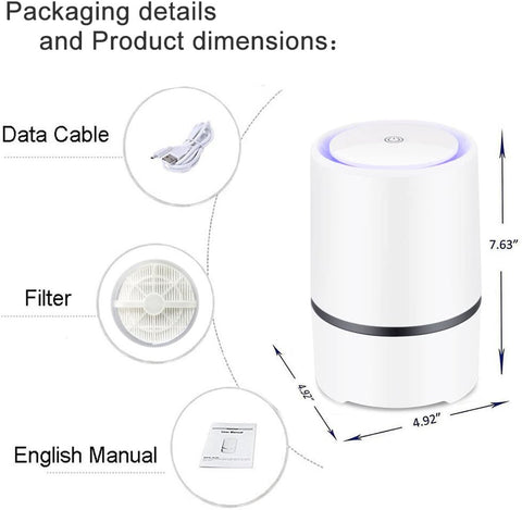 Air purifier - For living room, bedroom, office, and baby's room - Air quality indicator - Effective against dust mites, hay fever, allergies, and dust - Air purifiers - Air purifier