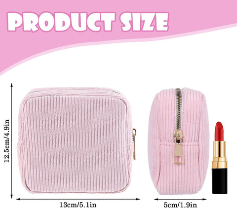 Toiletry bag - Women's toiletry bag - Toiletry bag - Tampon storage bag - Corduroy - Small makeup bag - Mini toiletry bag - Soft storage bag - Portable makeup bag (Pink)