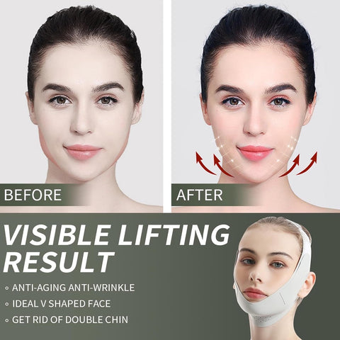 Reusable face sleep mask - V-shaped chin strap - Firming and tightening band for double kin - Sleep mask - Light green