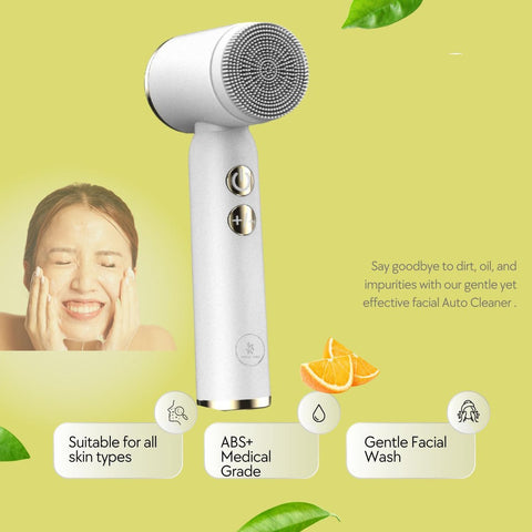 Facial Cleansing Brush - Sonic Roller - Spin - Electric Facial Cleanser - Facial Care - Keratin - Electric - Portable - Waterproof - 6 Interchangeable Brush Heads - Suitable for Women's and Men's Skin - 6 in 1 - White