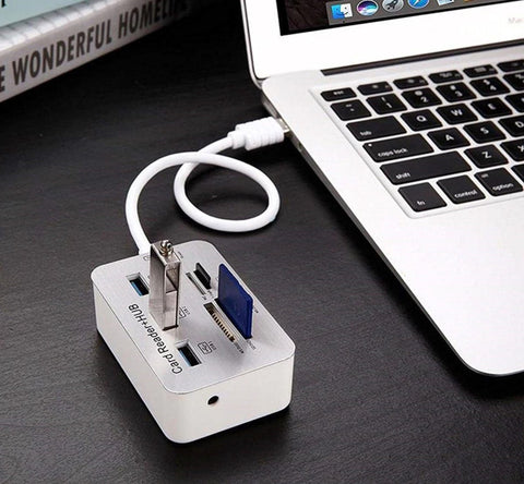 USB 3.0 Hub with 3-Port Splitter and Memory Card Reader - SD/TF/Micro SD Card Reader - USB 3.0 Hub