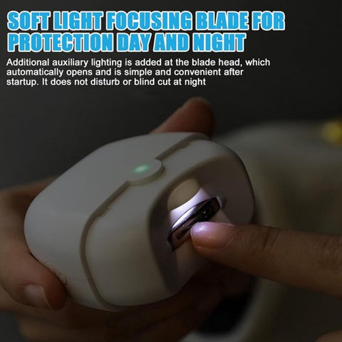 Electric Nail Clipper - Electric Nail Clipper with Light - Electric Nail File for All Ages - Rechargeable - Automatic Nail Clipper - ABS and Stainless Steel - Fingernails and Toenails - For Babies, Children, Seniors (White)