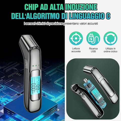 Breathalyzer - Digital Breathalyzer - Portable Breathalyzer - Breathalyzer - With HD LED and high-sensitivity chip - USB rechargeable - Highly accurate breathalyzer for drunk driving - Road safety