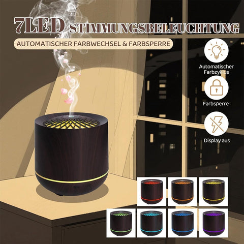 Humidifiers - Aromatherapy Humidifier - 300ml Diffuser - Air Humidifier - Room Humidifier - 7-Color LED - Light and Automatic Shut-Off - Essential Oil Diffuser for Home and Office (Dark)