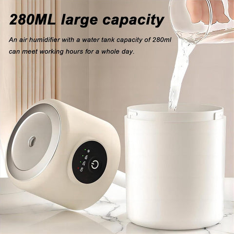 Humidifiers - Bedroom Humidifier - Cool Mist Humidifier - 280ml USB Desktop Humidifier with Night Light for Bedroom - Quiet Operation - Automatic Shut-Off - Timer