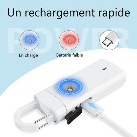 Alarm - Personal Alarm - 130 dB Sound and Intense Flashing - Personal Security Alarm - Self-Defense Keychain - Personal Protection - Senior Alarm - Portable Security Alarm - White, Black