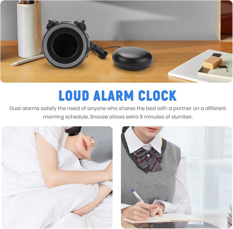 Wekker - digital alarm clock - digital alarm clocks - children's alarm clock - alarm clocks - children's alarm clock - Dual alarm clock - With bed vibrator - Vibrating alarm clock for deep sleepers or the hearing impaired - USB charging port