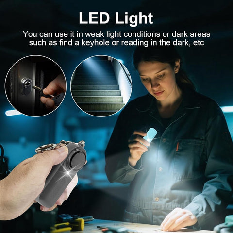 Pack of 2 personal alarms - Keychain - SOS button - 130 dB emergency signal - Personal safety alarm - Keychain with LED light for children, women and the elderly (black + blue)