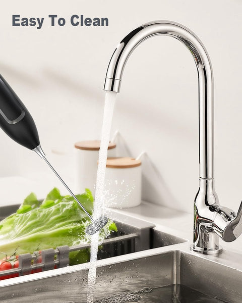 Milk Frother - Milk Frothers - Manual Milk Frother - Electric Milk Frother - Milk Frother with Stand - Functional Beverage Mixer with Stainless Steel Whisk and Stand - For Coffee/Cappuccino