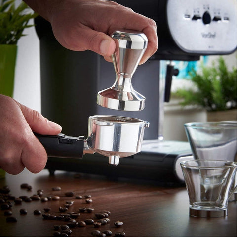 Coffee press - 51 mm coffee press - Ergonomic filter holder - Basis stainless steel espresso press - Coffee maker accessory - For 51 mm filter holders