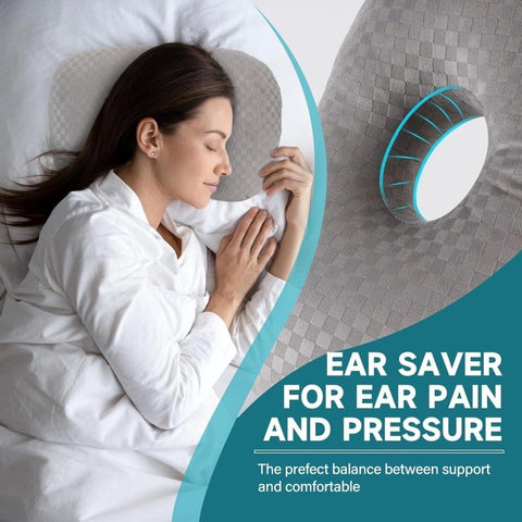 Pillow - head pillow - neck pillow - ear pillow - piercing pillow - donut pillow - piercing pillow with hole - sleeping ring for side sleepers to relieve pain - 32 * 44 cm - grey