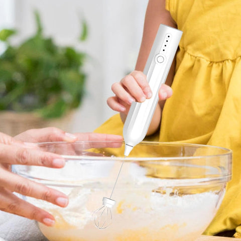 Electric milk frother, manual, rechargeable, mini whisk, USB rechargeable, 3 speeds, for lattes, cappuccinos, coffee, cream, hot chocolate, eggs, etc.