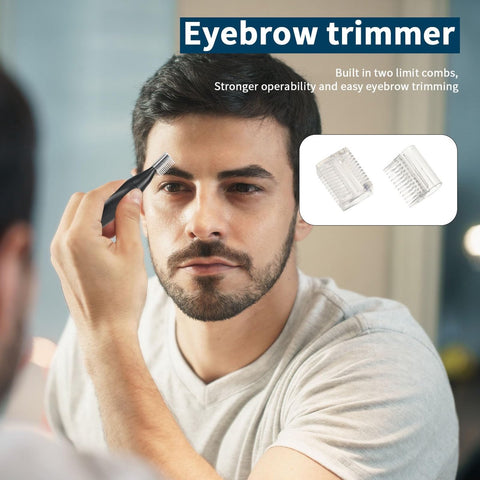 2-in-1 Nose Trimmer - Nose Trimmer - Eyebrow Trimmer - Men's - Women's - Nose Trimmer - Washable - USB Rechargeable - Black