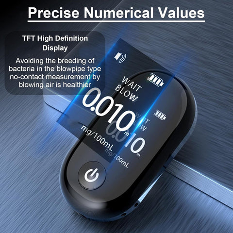 Breathalyzer - Rechargeable breathalyzer - Digital breathalyzer - Digital breathalyzer without mouthpiece - Breathalyzer with detector - Alarm with LED display