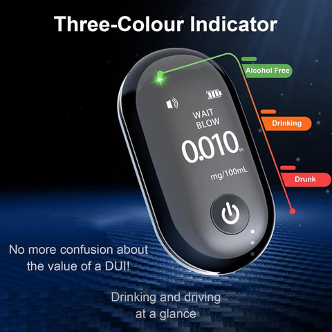Breathalyzer - Rechargeable breathalyzer - Digital breathalyzer - Digital breathalyzer without mouthpiece - Breathalyzer with detector - Alarm with LED display