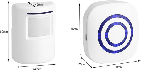 Infrared motion detector, wireless alarm, doorbell with receiver and transmitter - 38 ringtones, LED indicators - Best quality.
