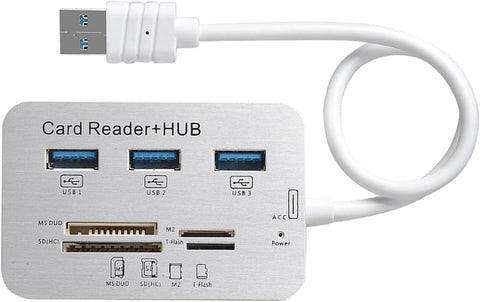USB 3.0 Hub with 3-Port Splitter and Memory Card Reader - SD/TF/Micro SD Card Reader - USB 3.0 Hub