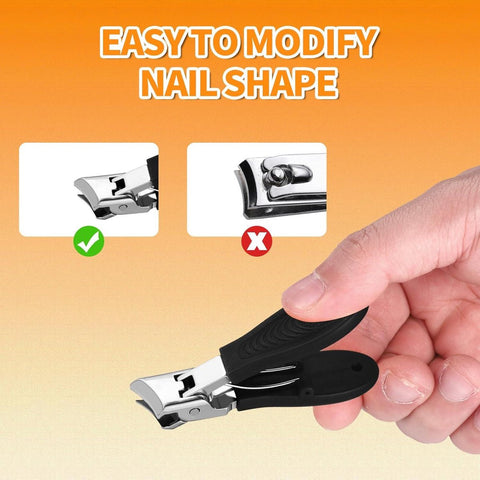 Wide nail clippers 78 x 19 cm - Anti-splash angled nail clippers with wide opening - Nail clippers for hands and feet - Pedicure and manicure tool for men and women (Black)