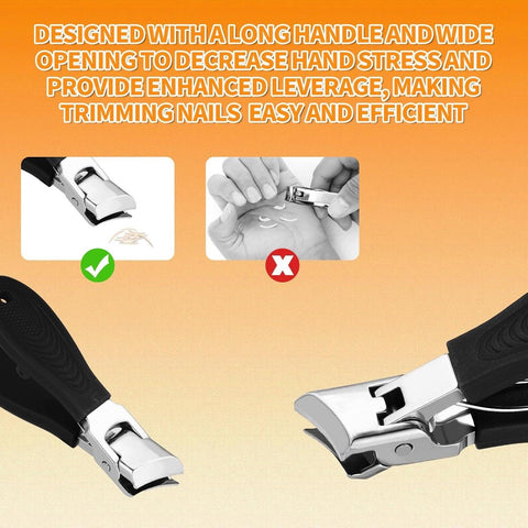 Wide nail clippers 78 x 19 cm - Anti-splash angled nail clippers with wide opening - Nail clippers for hands and feet - Pedicure and manicure tool for men and women (Black)