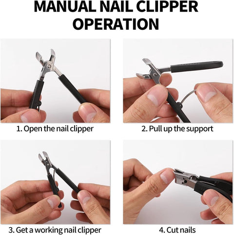 Wide nail clippers 78 x 19 cm - Anti-splash angled nail clippers with wide opening - Nail clippers for hands and feet - Pedicure and manicure tool for men and women (Black)