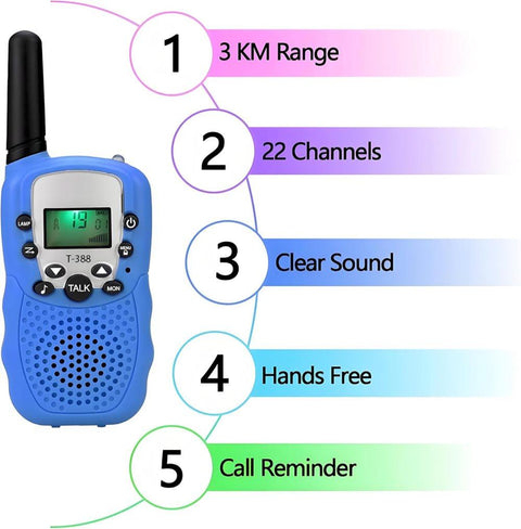 2-Pack Kids Walkie Talkies with 3 km Range, Blue