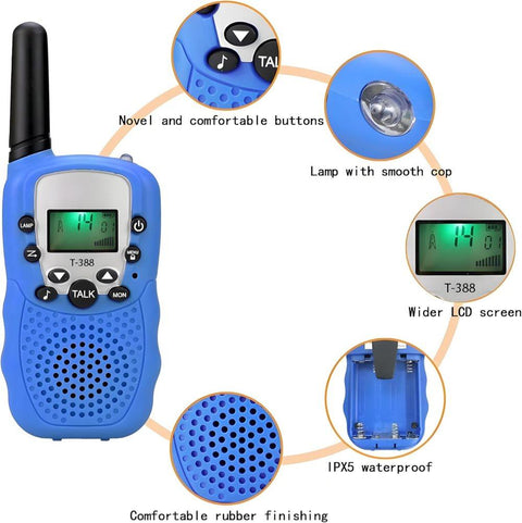2-Pack Kids Walkie Talkie with 3 km Range, Black
