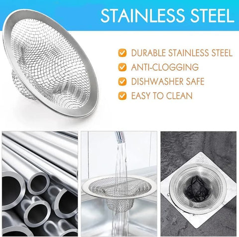 4-Pack Stainless Steel Sink Strainers, Compatible with Most Bathtubs and Showers, 3.5 inches