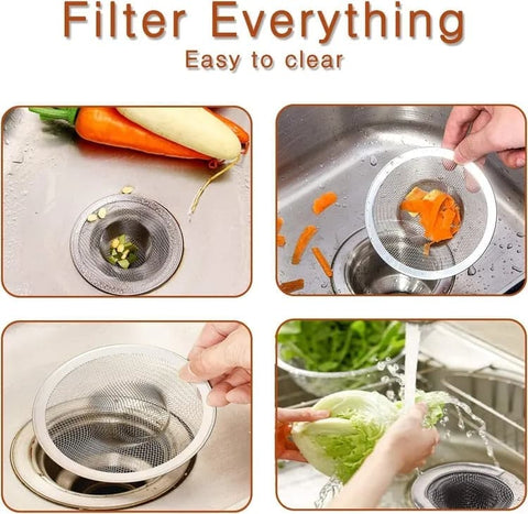 4-Pack Stainless Steel Sink Strainers, Compatible with Most Bathtubs and Showers, 3.5 inches