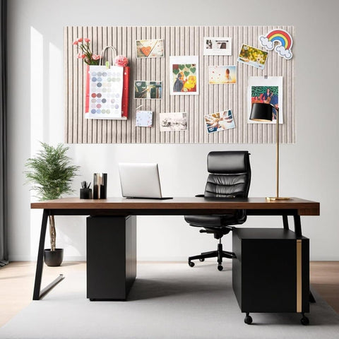 Self-adhesive Photo Board, Decorative Felt and Cork Wall Panel for Photos and Messages, Acoustic Panels Bulletin Board, Light Camel