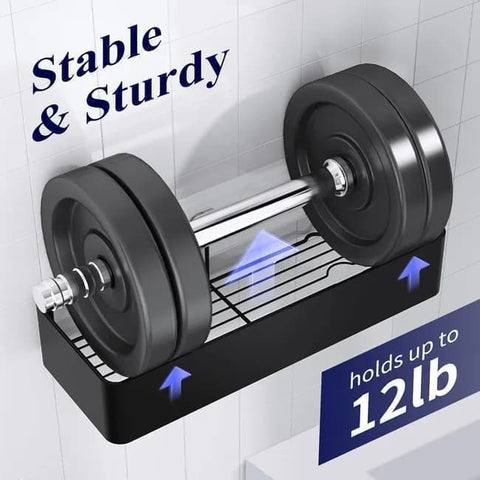 2-Pack Stainless Steel Shower Shelf, Drill-Free Bathroom Storage for Shampoo, 12x4x6 Inches