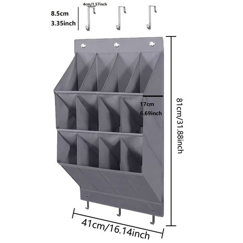 Wall-mounted Shoe and Hat Rack with Hooks, Multi-functional Storage for Door Hanging, Gray
