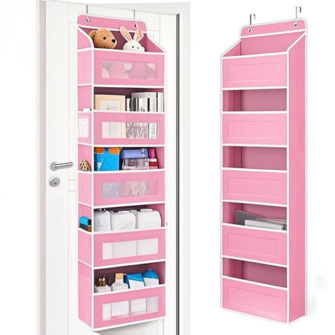 1 piece Wall-mounted Doll Rack with Hooks, Multi-functional Storage Rack for Door, Gray