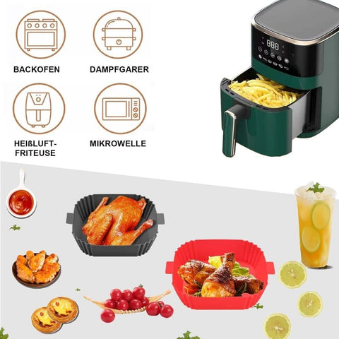 2-Pack Airfryer Silicone Basket, Non-Stick Reusable Easy to Clean, Compatible with Philips, Gray