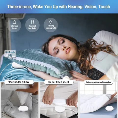 LED Alarm Clock with Bed Shaker for Heavy Sleepers, Digital Mirror Display, Compatible with Philips, Black