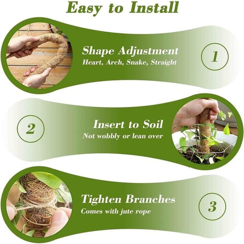 4 Bendable Moss Stakes for Climbing Plants, 100cm, Plant Support for Ivy and Monstera (4mm)