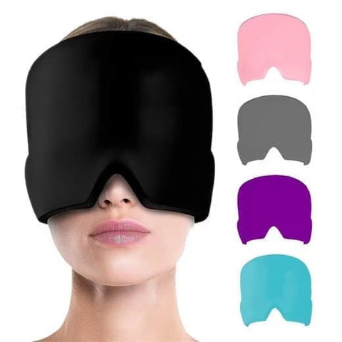 Cooling Migraine Cap with Gel Eye Mask for Headache Relief and Sleep Aid, Black, Compatible with Oral-B