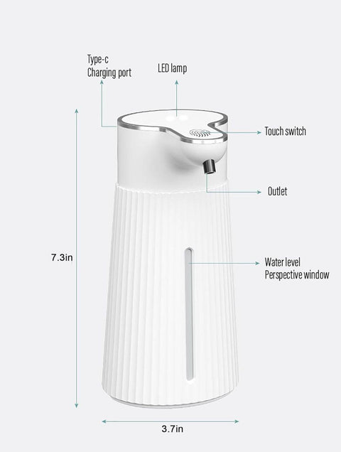Automatic Soap Dispenser 400ml Touchless USB-C Rechargeable Soap Pump