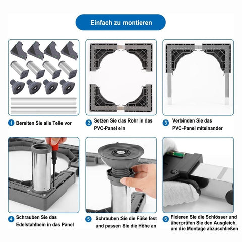 Washing machine base with vibration damping legs, strong load bearing capacity non slip and practical, 26-29cm