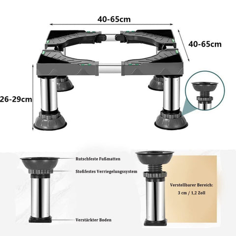 Washing machine base with vibration damping legs, strong load bearing capacity non slip and practical, 26-29cm