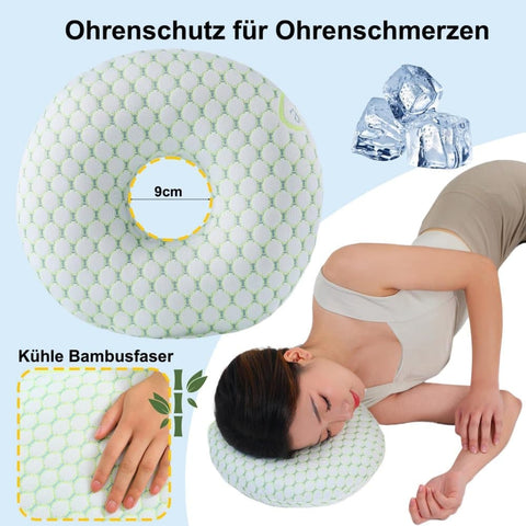 Ear Pillow for Side Sleeping, Ergonomic Perforated Design, Comfortable Ear Pressure Relief, Green