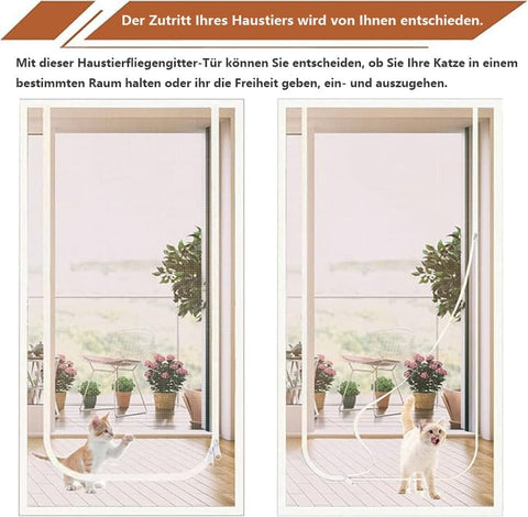 Cat Repellent Door Curtain, White, Durable Mesh Protects Against Cats and Pests, Easy to Install, 90x210cm